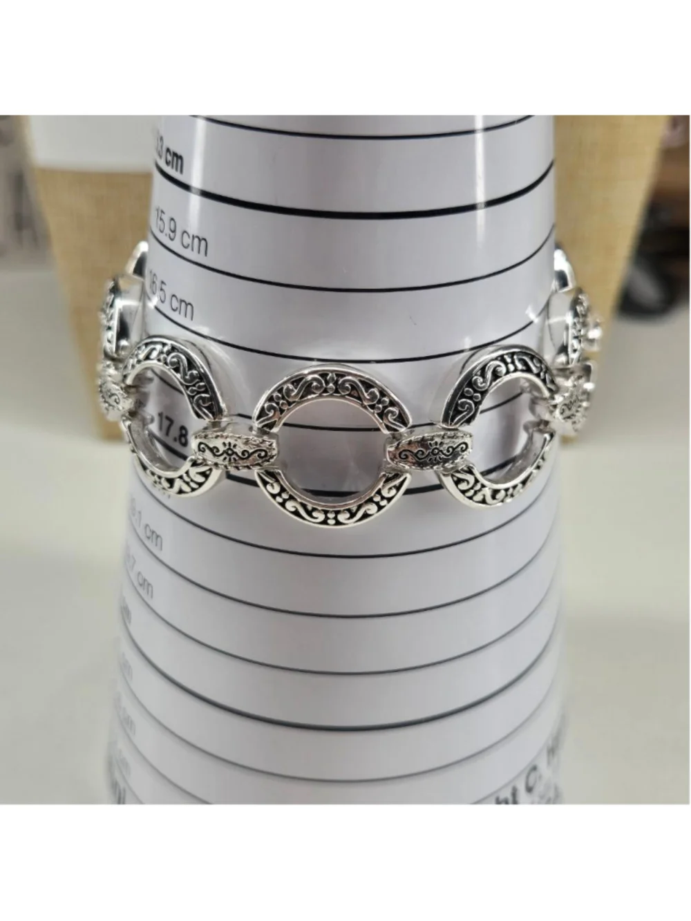 Brighton Bracelet Central Park Silvertone Etched Engraved Scrollwork Circle Link